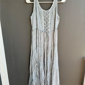 Scully Ash Gray Lace-Up Maxi Dress